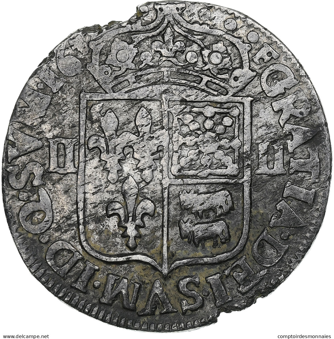 France, Louis XIII, 1/4 Ecu De Béarn, 1610-1643, Pau, Argent, TTB, Gadoury:30 - 1610-1643 Luis XIII El Justo