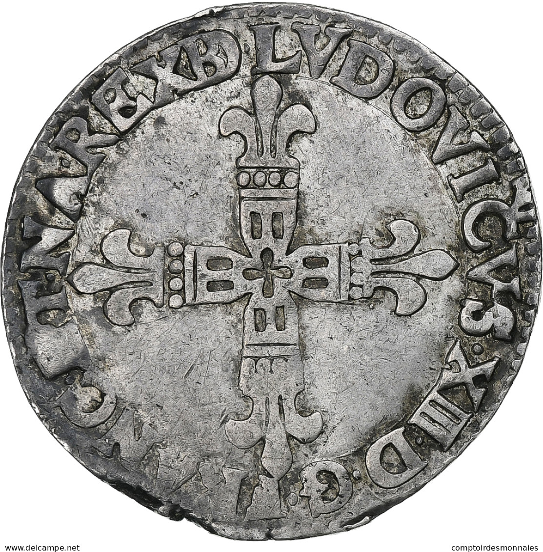 France, Louis XIII, 1/4 Ecu De Béarn, 1617, Pau, Argent, TTB, Gadoury:30 - 1610-1643 Luis XIII El Justo