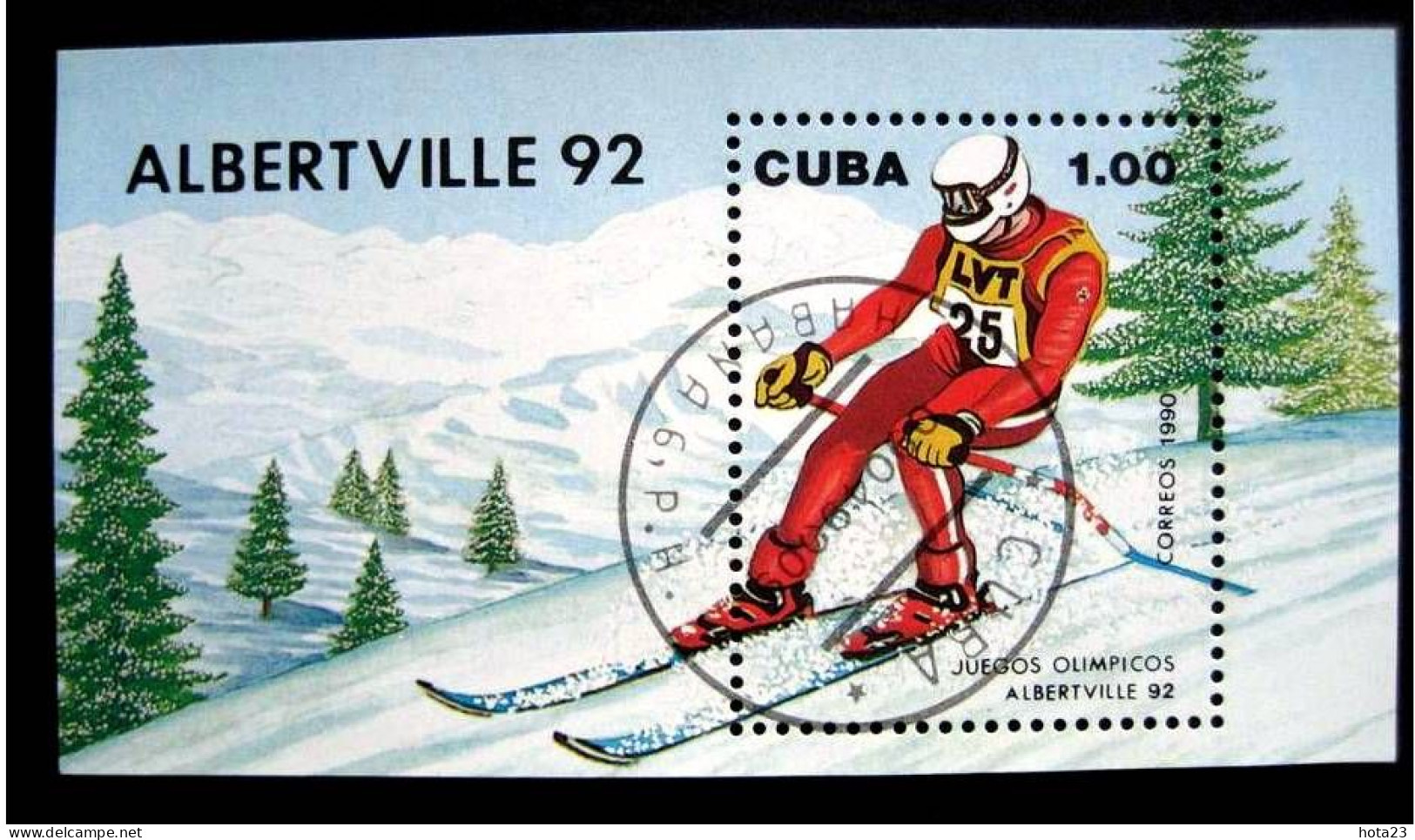 Cuba 1990 Olympic Games In France - Albertville 1992  - Skiing Block 118 S/S Block Used - Inverno1992: Albertville