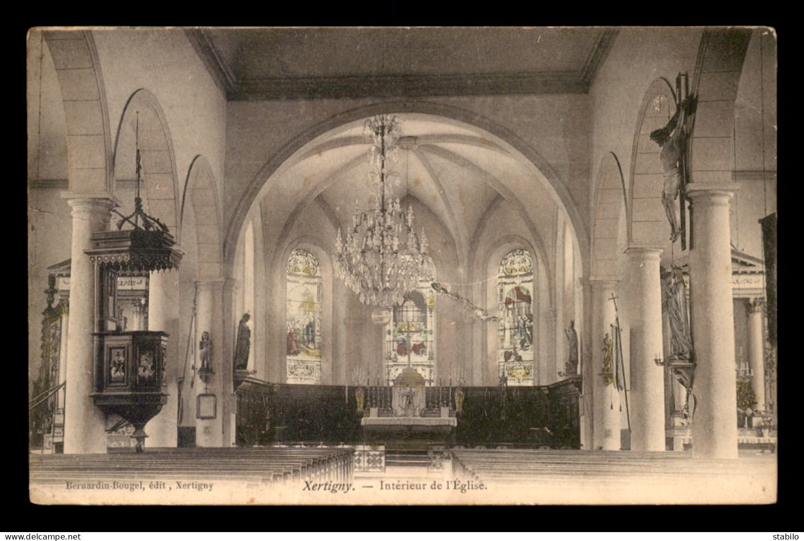 88 - XERTIGNY - INTERIEUR DE L'EGLISE - CARTE COLORISEE - Xertigny