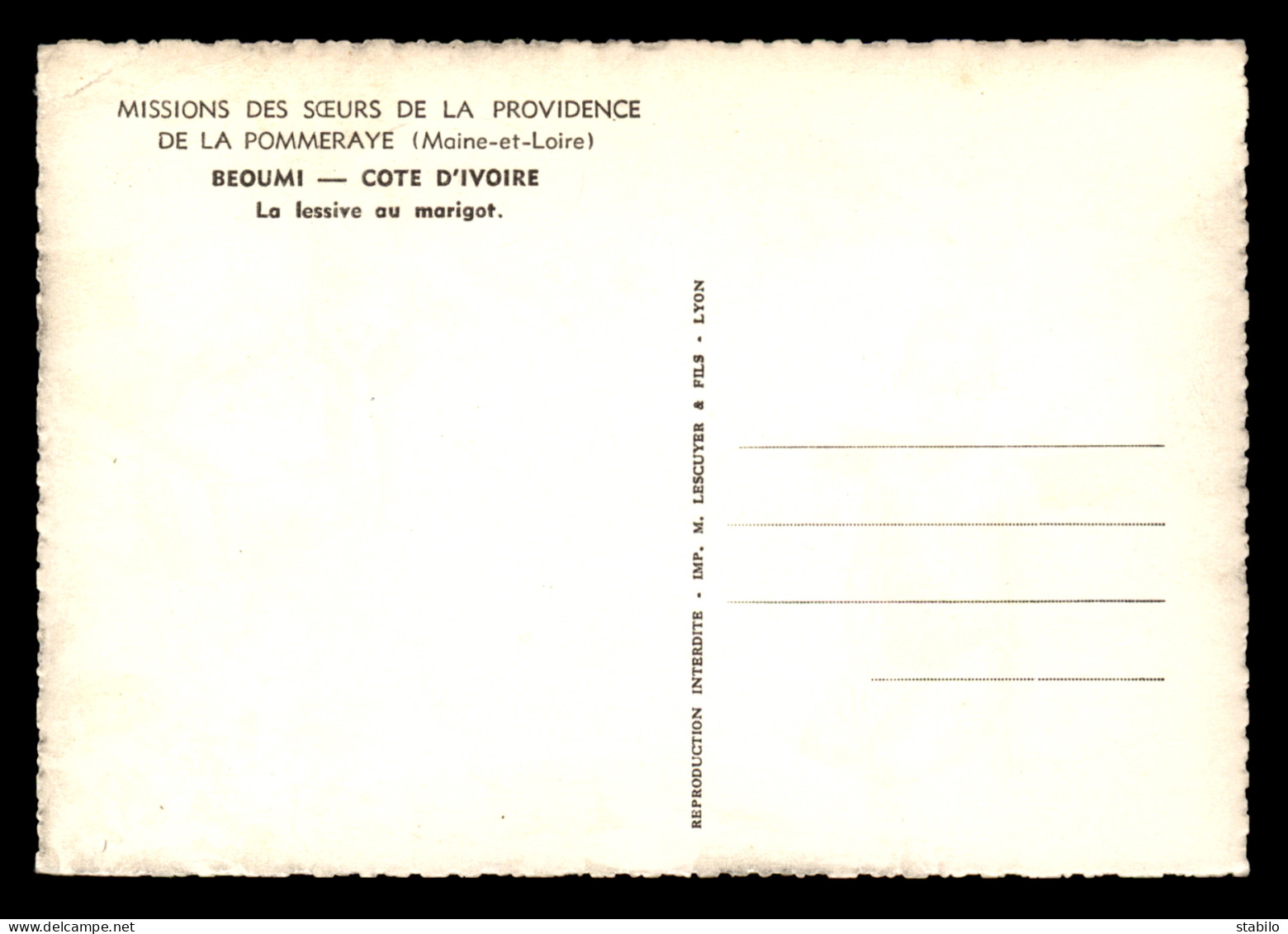 MISSIONS - SOEURS DE LA PROVIDENCE DE LA POMMERAYE (MAINE-ET-LOIRE) - COTE D'IVOIRE - BEOUMI - LA LESSIVE AU MARIGOT - Missions