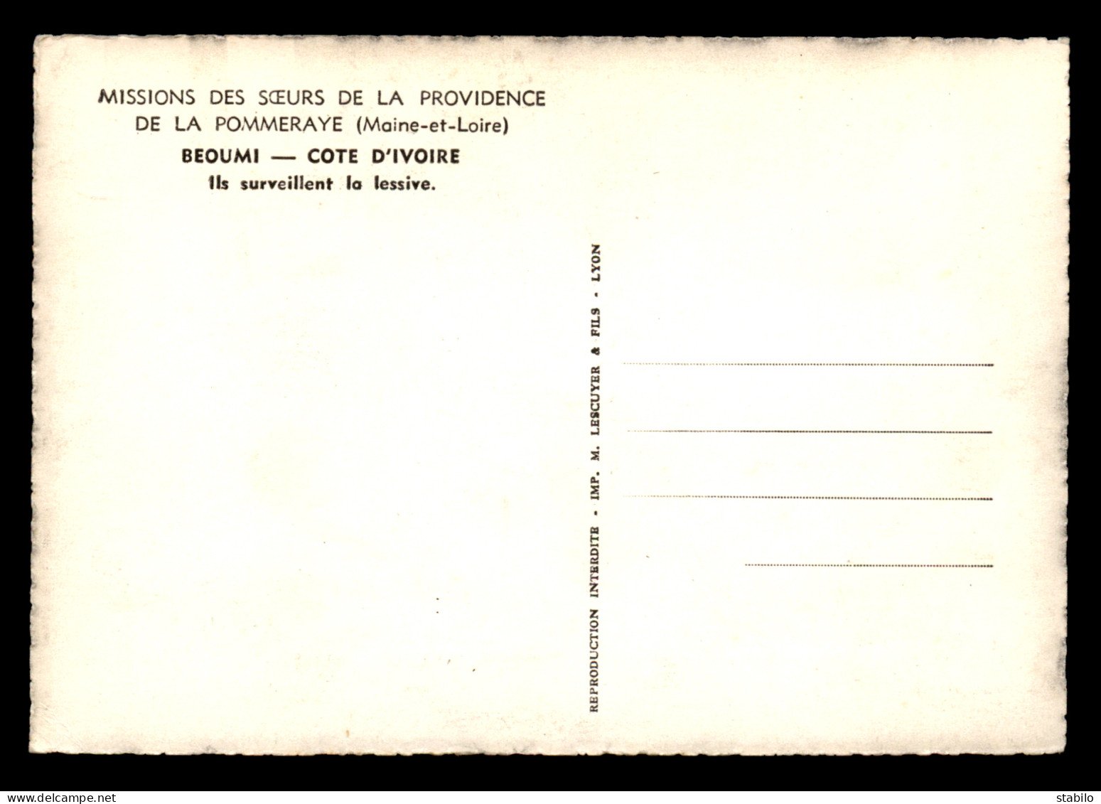 MISSIONS - SOEURS DE LA PROVIDENCE DE LA POMMERAYE (MAINE-ET-LOIRE) - COTE D'IVOIRE - BEOUMI - ENFANTS A LA LESSIVE - Missionen