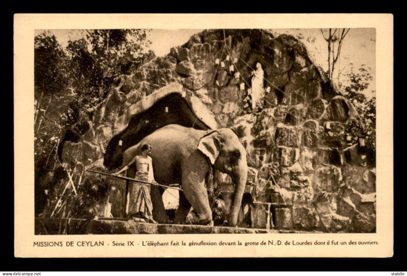 MISSIONS - CEYLAN - OBLATS DE MARIE IMMACULEE - ELEPHANT DEVANT N-D DE LOURDES - Missions