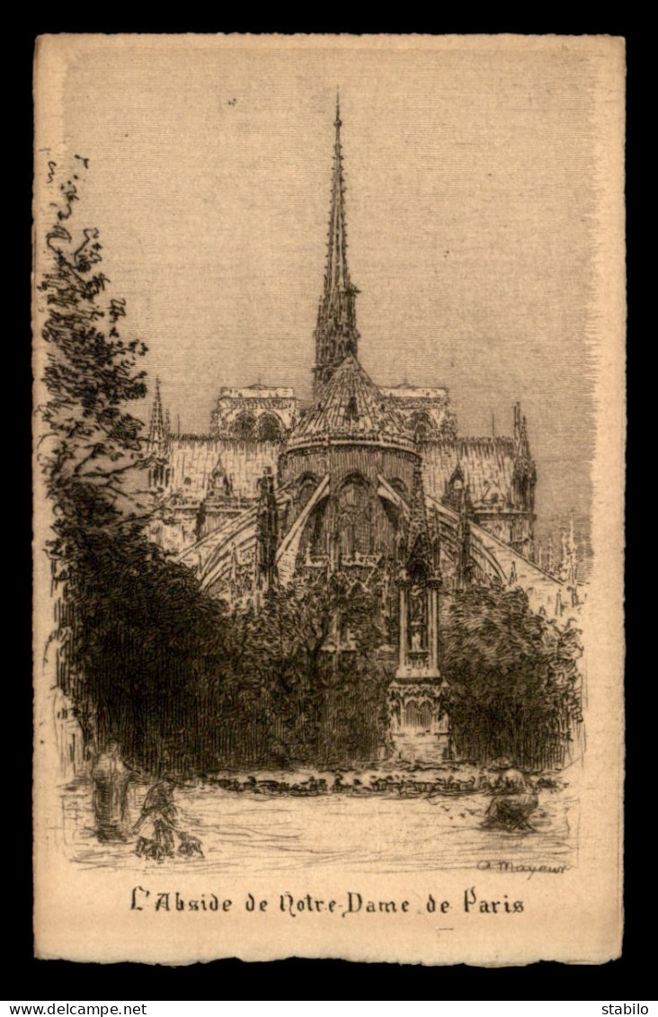 MENU - GRAVURE - NOTRE-DAME DE PARIS - ILLUSTRATEUR MAYEUR - Menus