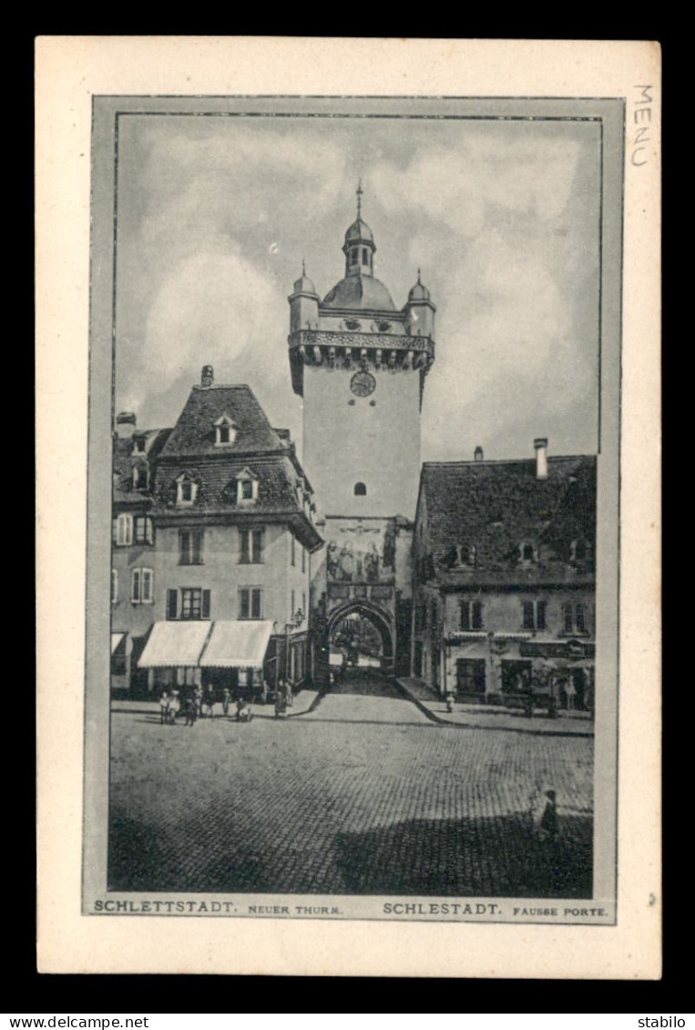 MENU - J. CLOT & CIE, CONSERVES, STRASBOURG - VUE DE SELESTAT AU VERSO - FORMAT 9 X 14 CM - Menu