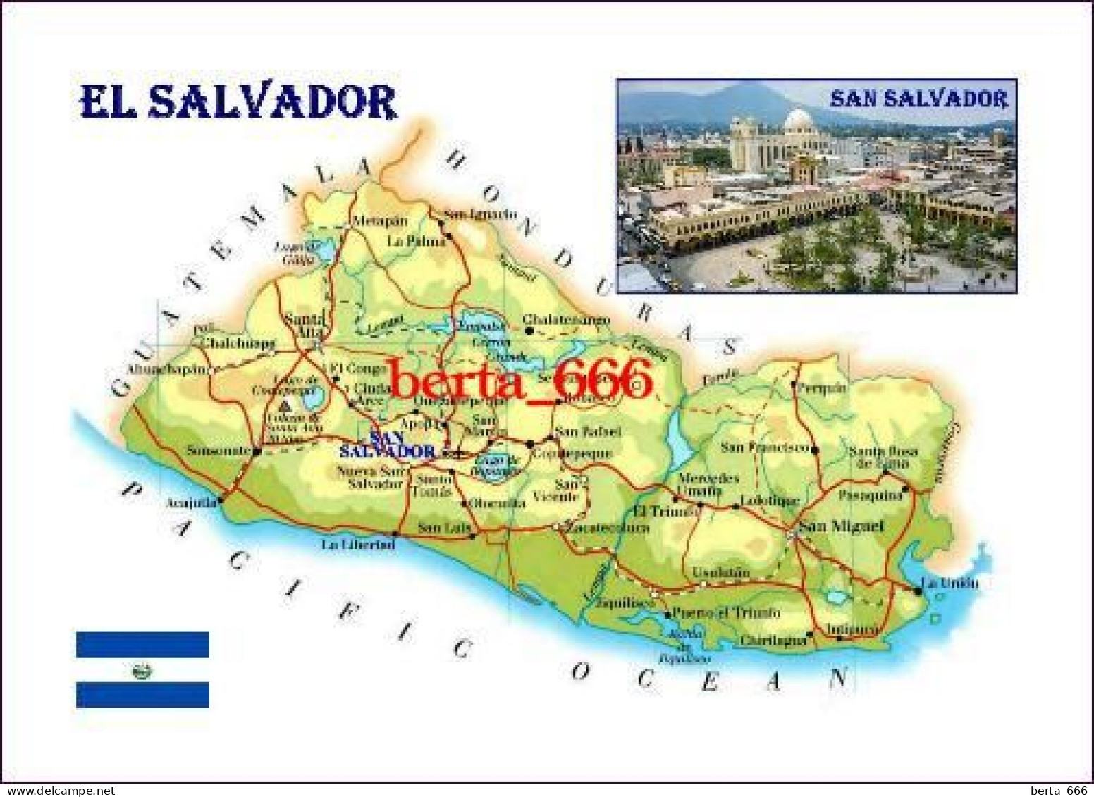 El Salvador Country Map New Postcard * Carte Geographique * Landkarte - El Salvador