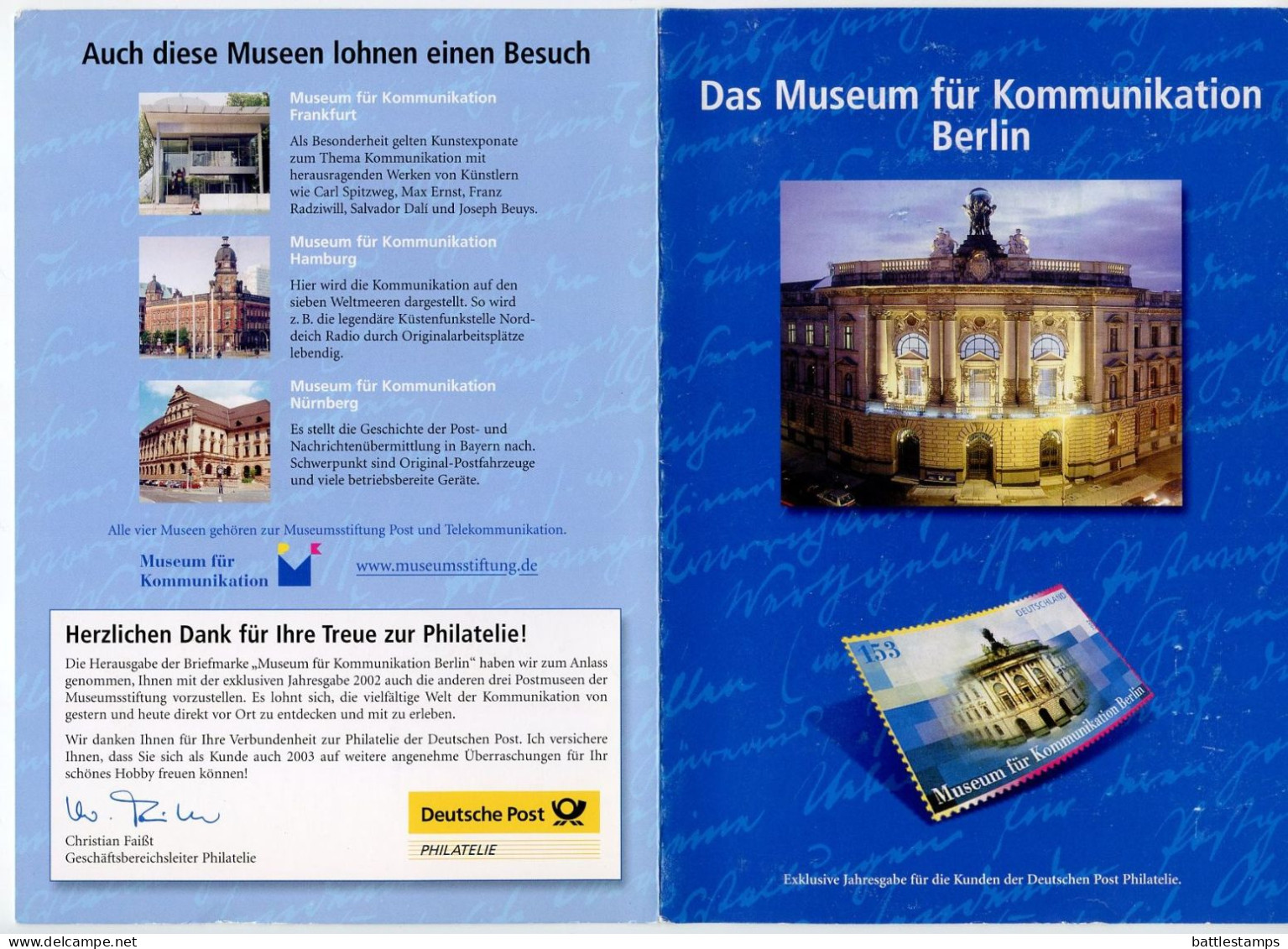 Germany 2002 FDC Folder Scott 2175 - Communications Museum In Berlin - 2001-2010