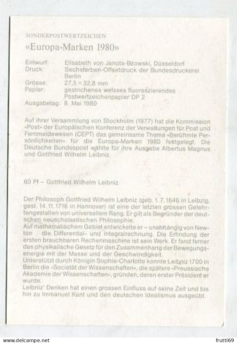 MC 211846 GERMANY - 1980 - Europa-Marlen - Gottfried Wilhelm Leibnitz - 1961-1980