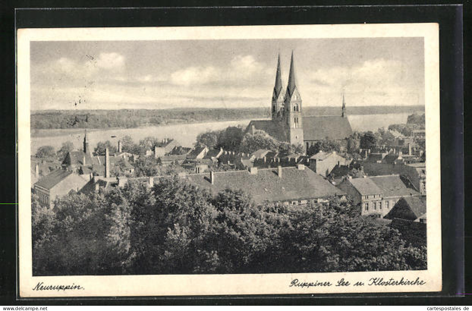 AK Neuruppin, Ruppiner See Und Klosterkirche Aus Der Vogelschau  - Neuruppin
