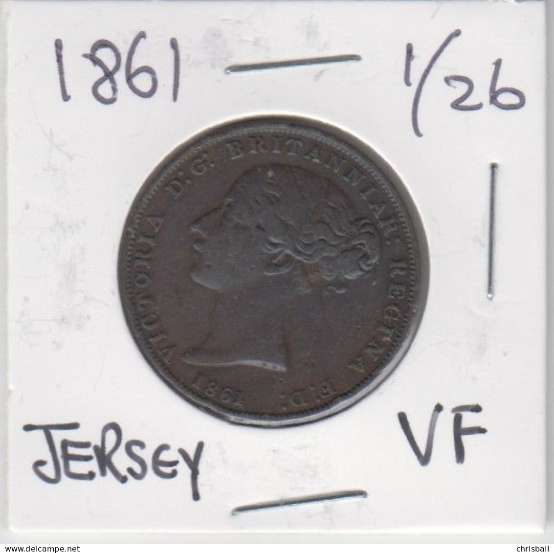 1861 Jersey Coin Queen Victoria One Twentysixth Of A Shilling, Condition Very Fine - Jersey