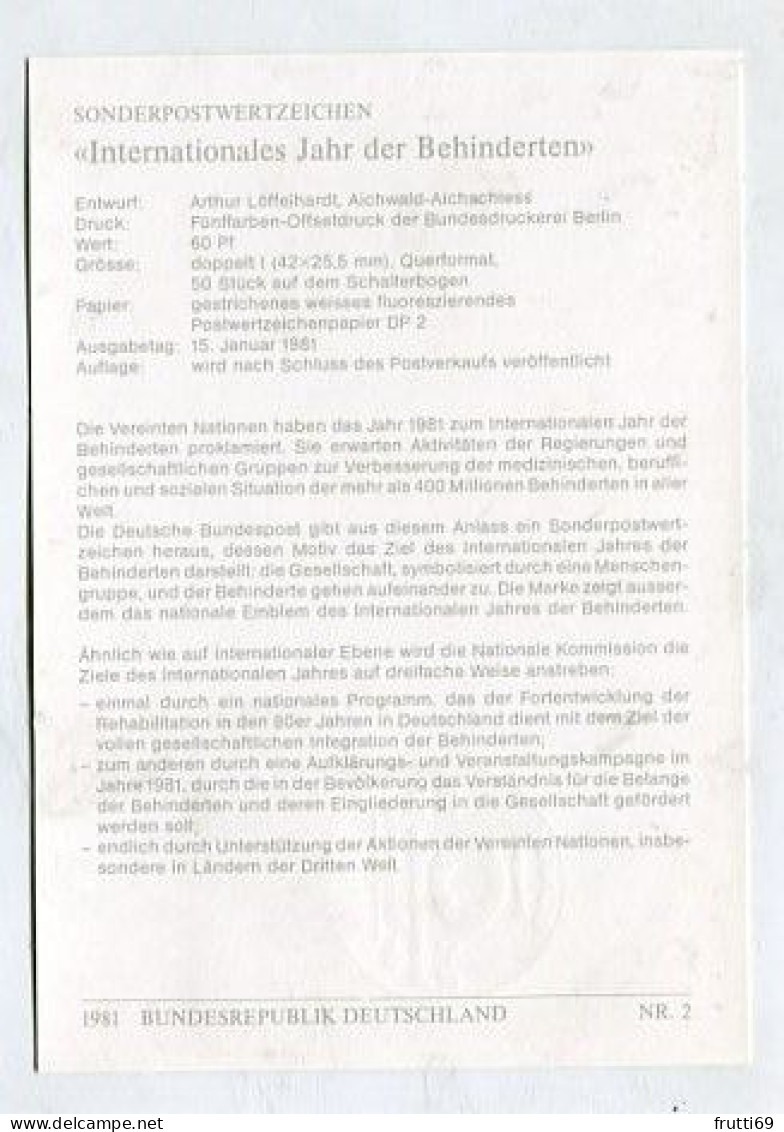 MC 211860 GERMANY - 1981 - Internationales Jahr Der Behinderten - 1981-2000