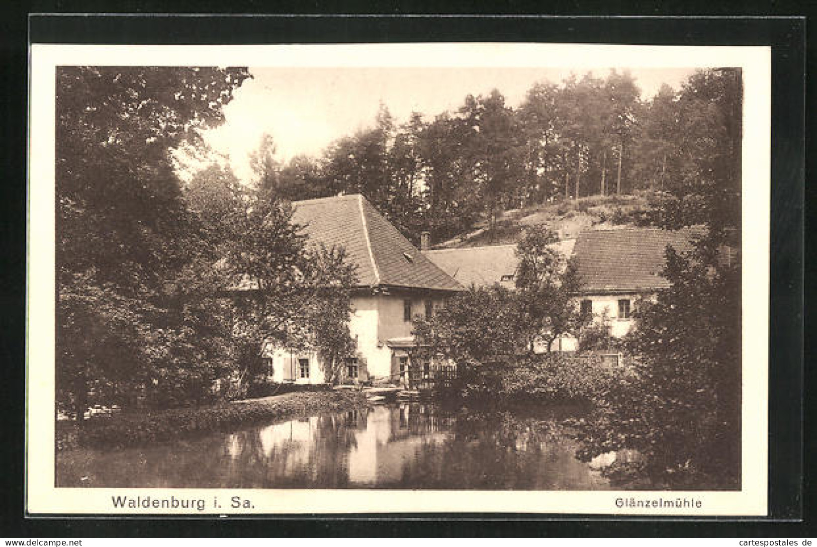 AK Waldenburg /Sa., Flusspartie Mit Glänzelmühle  - Waldenburg (Sachsen)