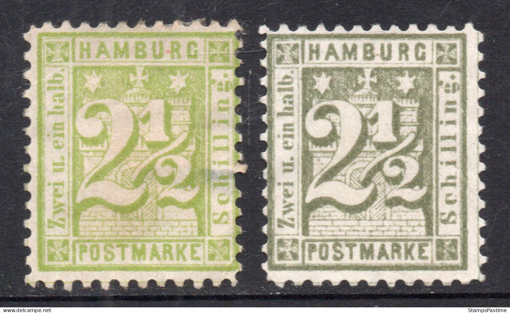 HAMBURGO (ALEMANIA-GERMANY) 2 Sellos Dentados Nuevos ESCUDO DE ARMAS Año 1864 – Valorizados En Catálogo U$S 250.00 - Hambourg