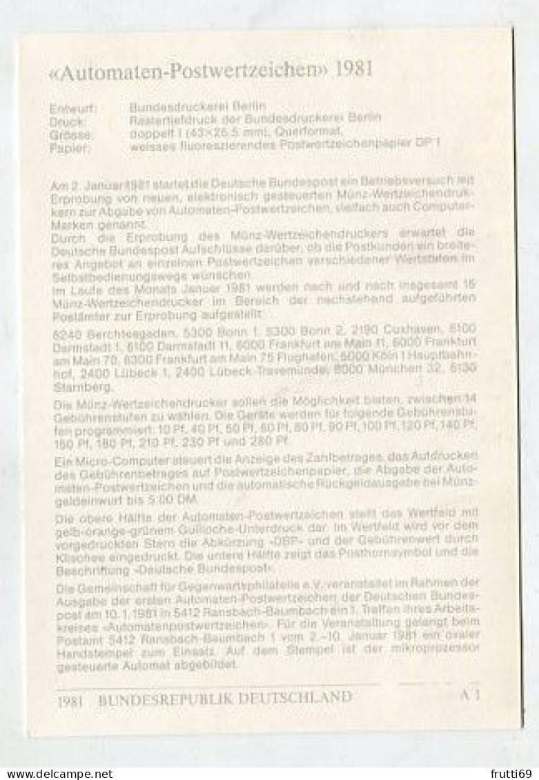 MC 211890 GERMANY - 1981 - Automaten-Postwertzeichen - 1981-2000