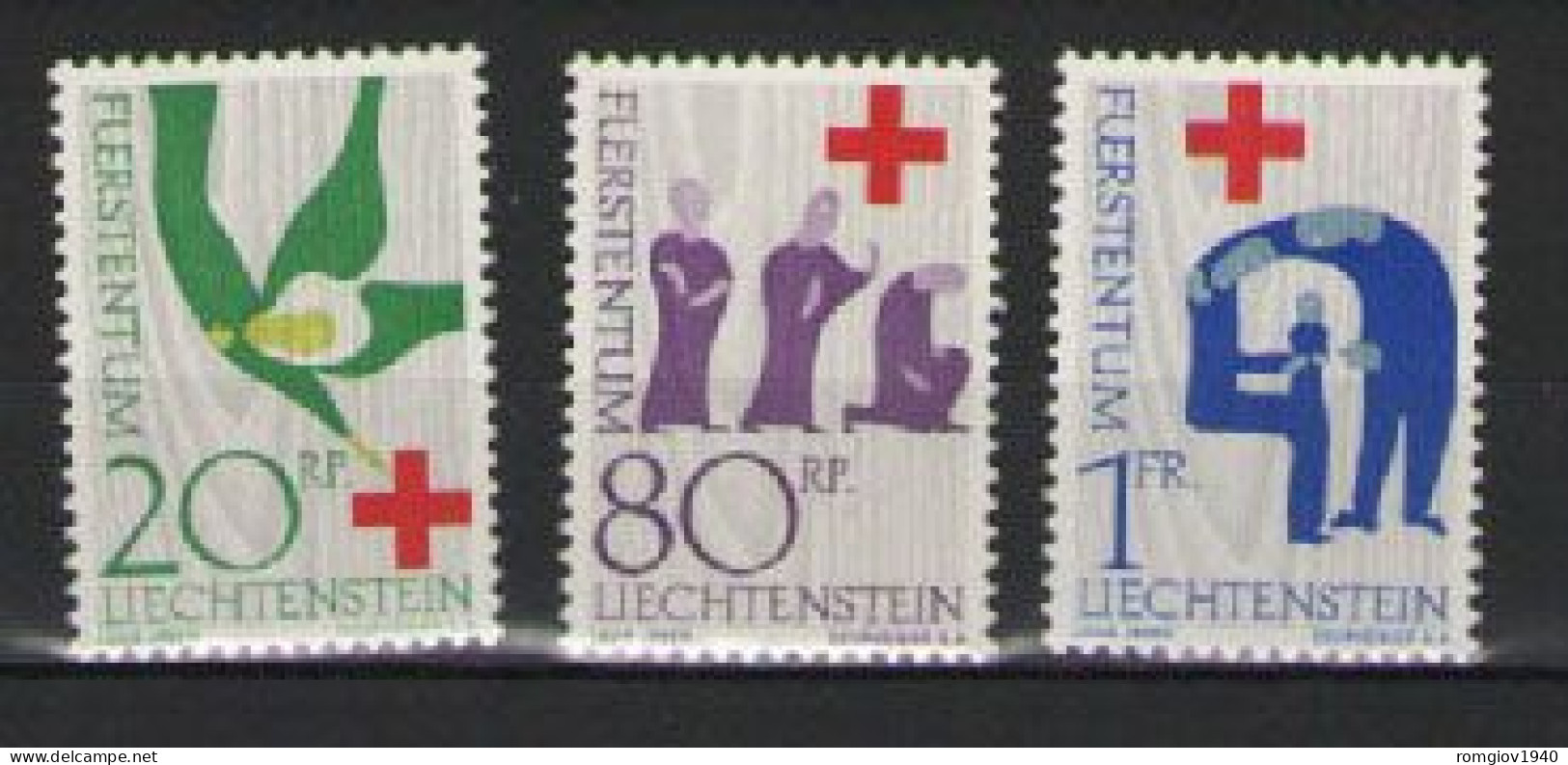 LIECHTENSTEIN  1963  CENTENARIO DELLA CROCE ROSSA  UNIF. 378-380  MNH XF - Unused Stamps