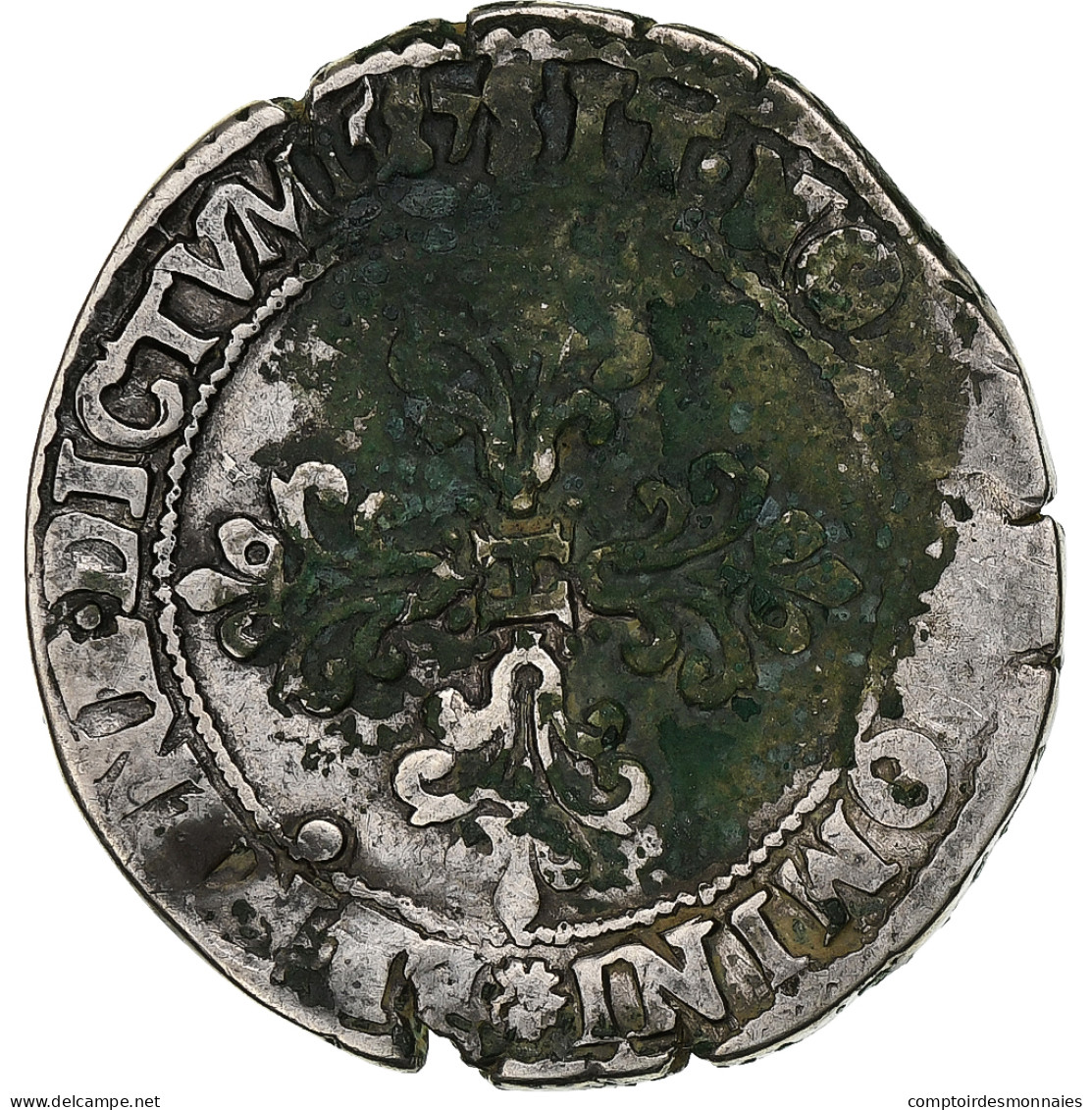 France, Henri III, 1/2 Franc, 1587, Nantes, Argent, B+, Gadoury:487 - 1574-1589 Henri III
