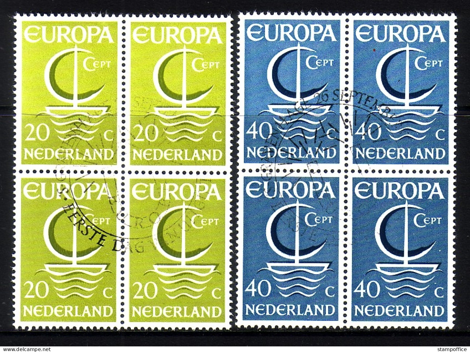 NIEDERLANDE MI-NR. 864-865 GESTEMPELT(USED) 4er BLOCK EUROPA 1966 SEGEL - 1966