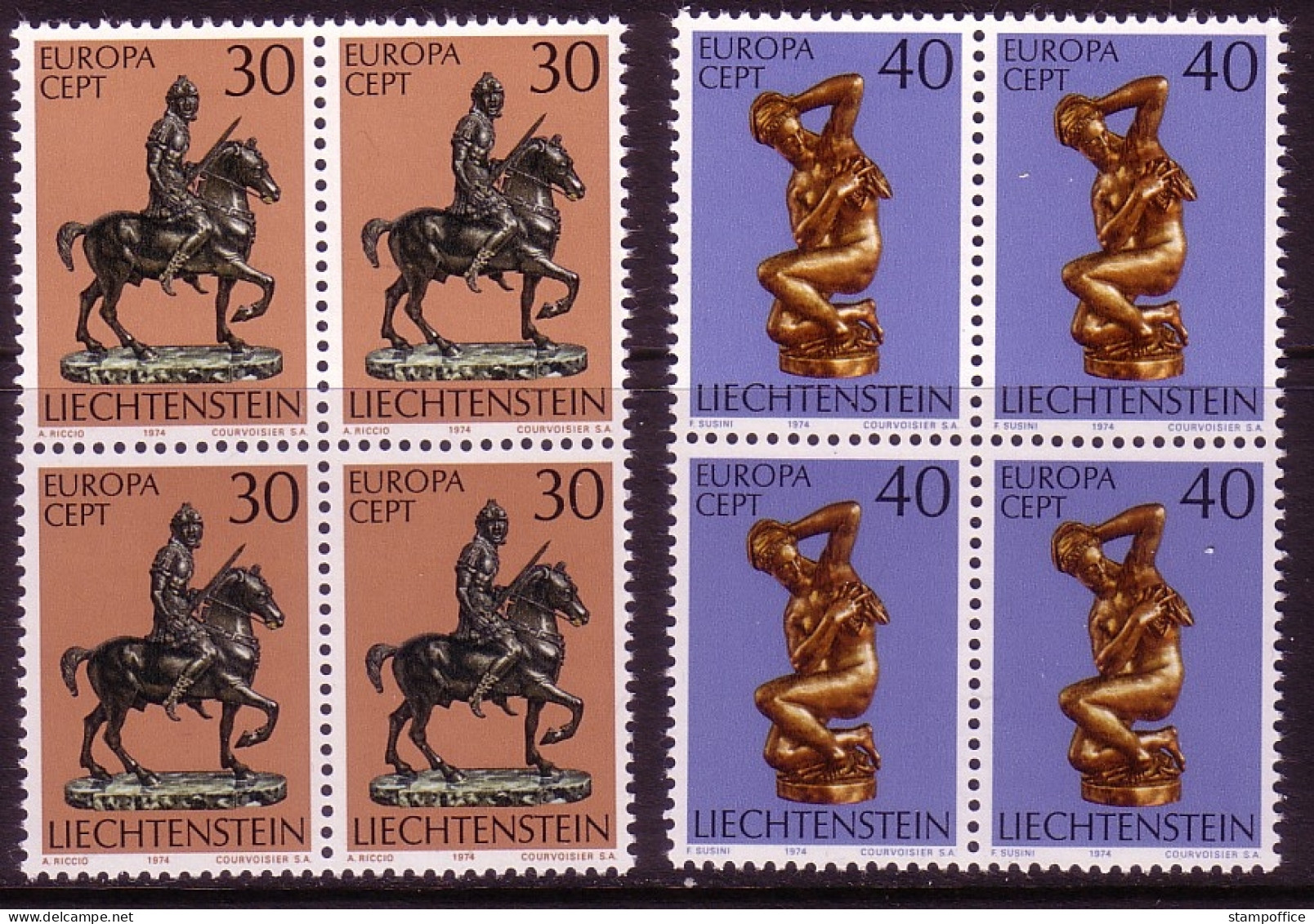 LIECHTENSTEIN MI-NR. 600-601 POSTFRISCH(MINT) 4er BLOCK EUROPA 1974 SKULPTUREN - 1974