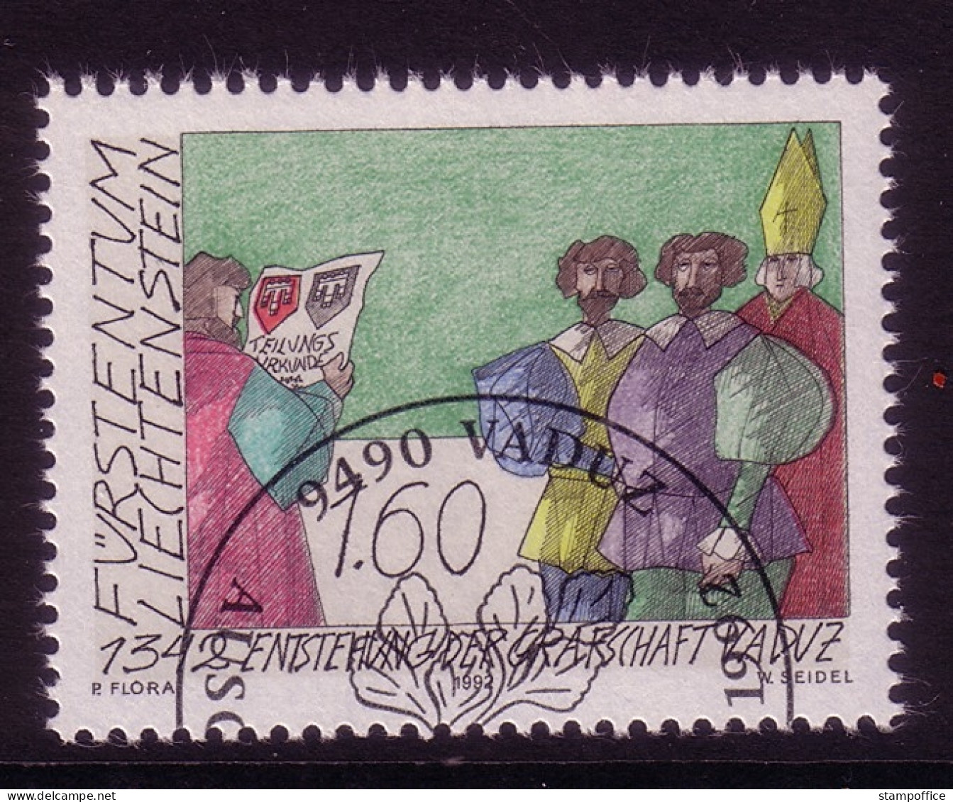 LIECHTENSTEIN MI-NR. 1049 GESTEMPELT(USED) 650 JAHRE GRAFSCHAFT VADUZ 1992 - Oblitérés