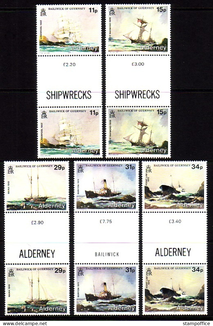 ALDERNEY MI-NR. 32-36 POSTFRISCH(MINT) ZWISCHENSTEGPAARSATZ SCHIFFE - SCHIFFWRACKS 1987 - Alderney
