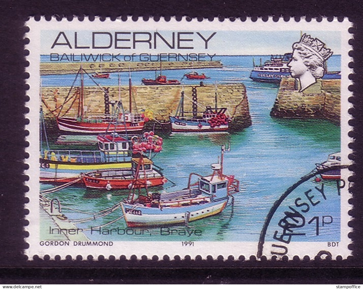 ALDERNEY MI-NR. 48 GESTEMPELT(USED) INNERE HAFEN SCHIFFE 1991 - Alderney