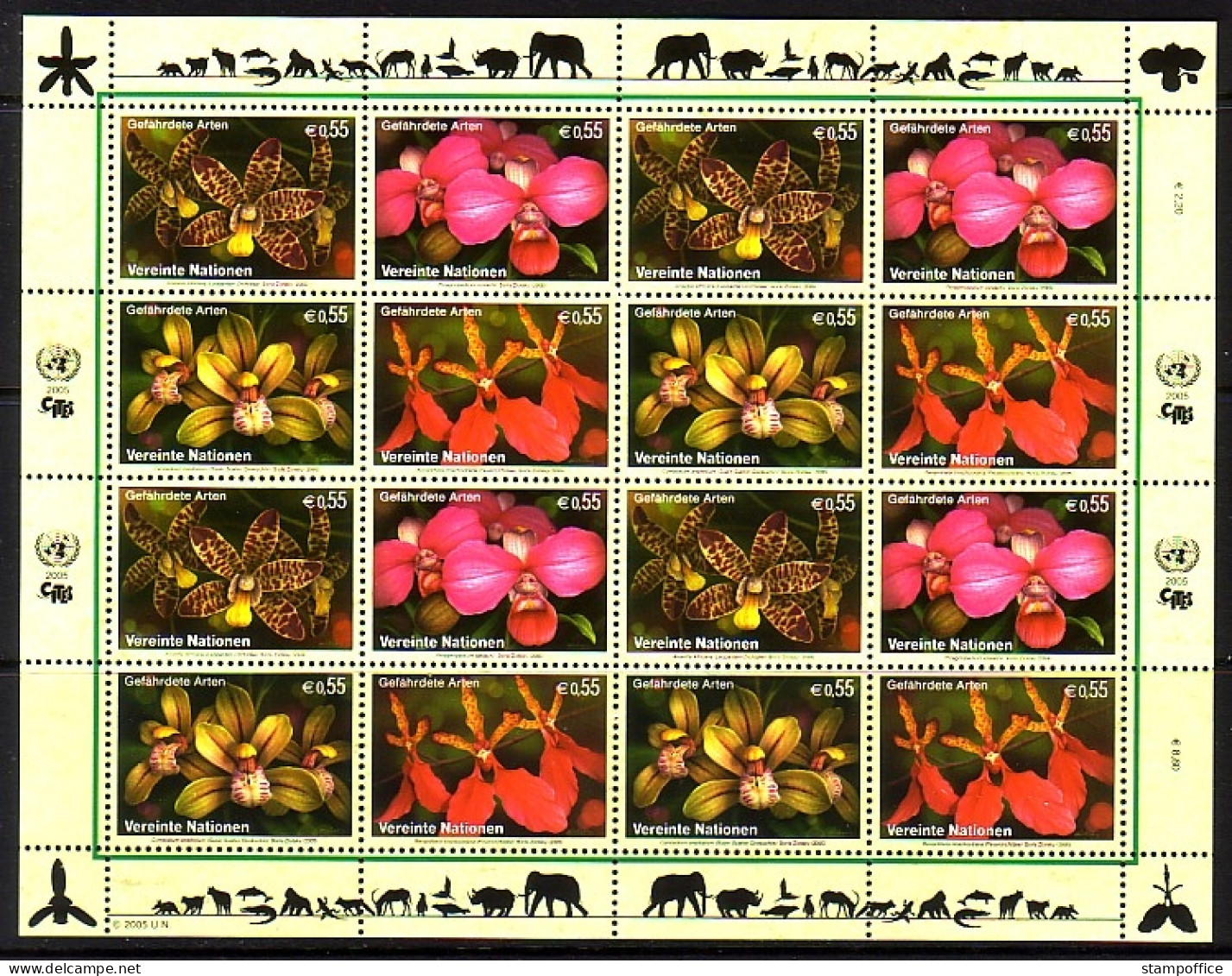 UNO WIEN MI-NR. 435-438 POSTFRISCH(MINT) KLEINBOGEN GEFÄHRDETE ARTEN (XIII) 2005 ORCHIDEEN - Orchidées
