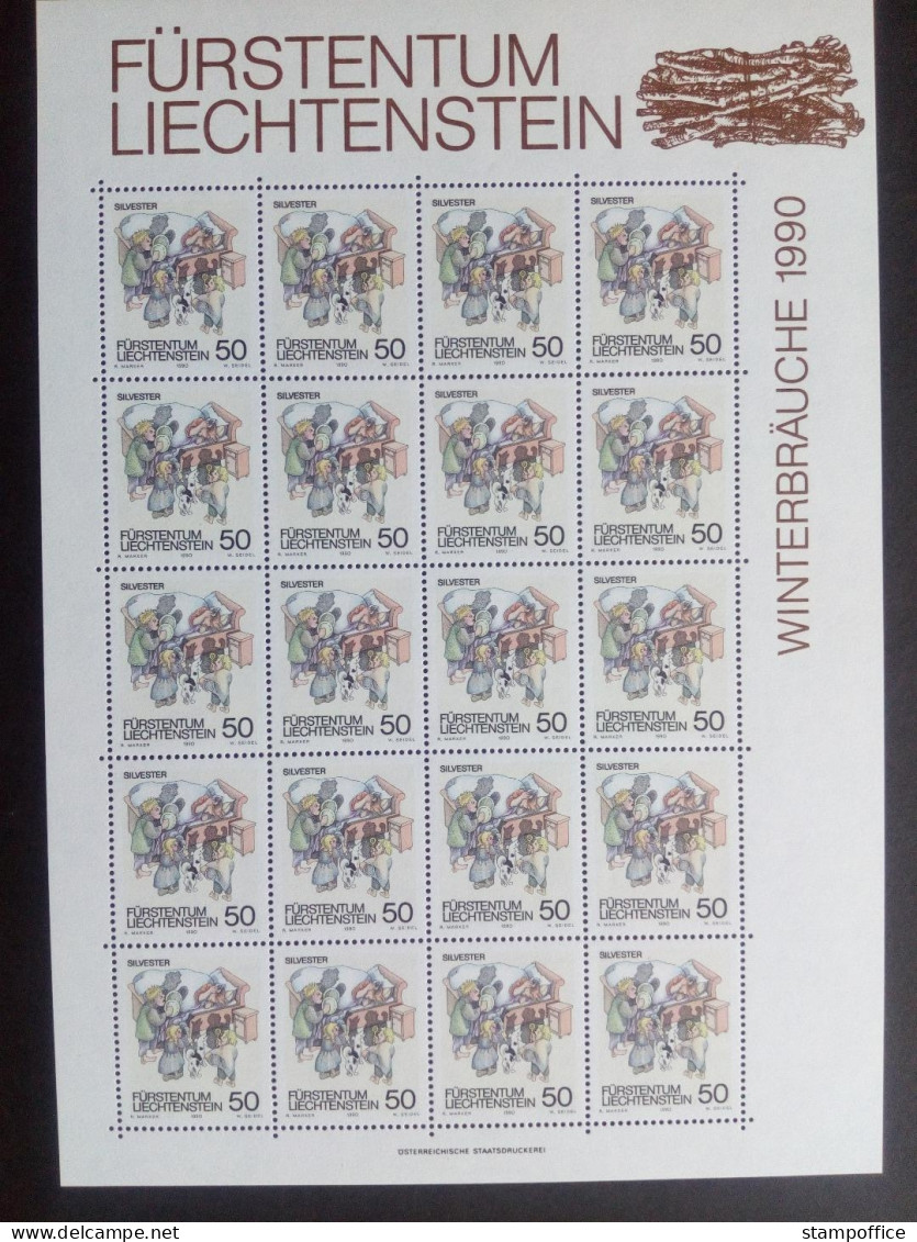 LIECHTENSTEIN MI-NR. 1008-1010 POSTFRISCH(MINT) KLEINBOGENSATZ WINTERBRÄUCHE 1990 NIKOLAUS SILVESTER NEUJAHR - Blocs & Feuillets