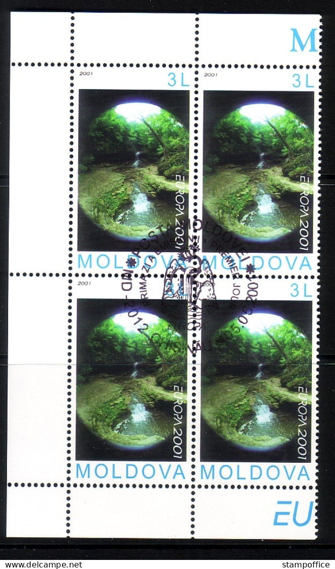 MOLDAWIEN MI-NR. 388 GESTEMPELT(USED) 4er BLOCK EUROPA 2001 WASSER - 2001