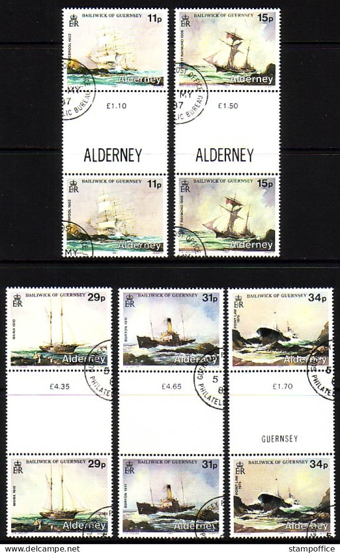 ALDERNEY MI-NR. 32-36 GESTEMPELT(USED) ZWISCHENSTEGPAARSATZ SCHIFFE SCHIFFWRACKS 1987 - Alderney