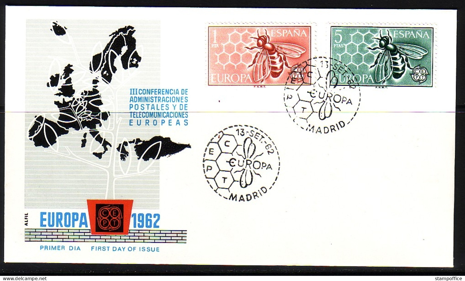 SPANIEN MI-NR. 1340-1341 FDC EUROPA CEPT 1962 BIENE - FDC