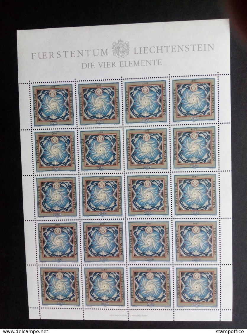 LIECHTENSTEIN MI-NR. 1099-1102 POSTFRISCH KLEINBOGENSATZ DIE 4 ELEMENTE ERDE WASSER FEUER LUFT 1994 - Blocs & Feuillets