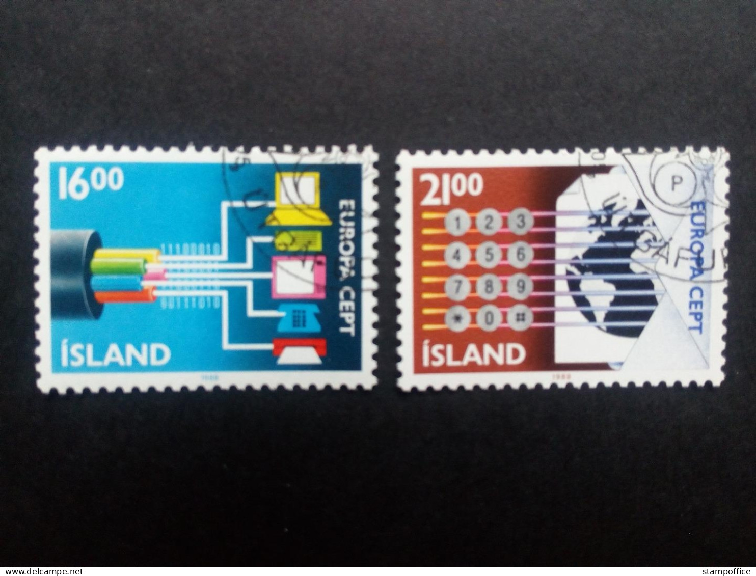 ISLAND MI-NR. 682-683 GESTEMPELT(USED) EUROPA 1988 TRANSPORT- Und KOMMUNIKATIONSMITTEL - 1988
