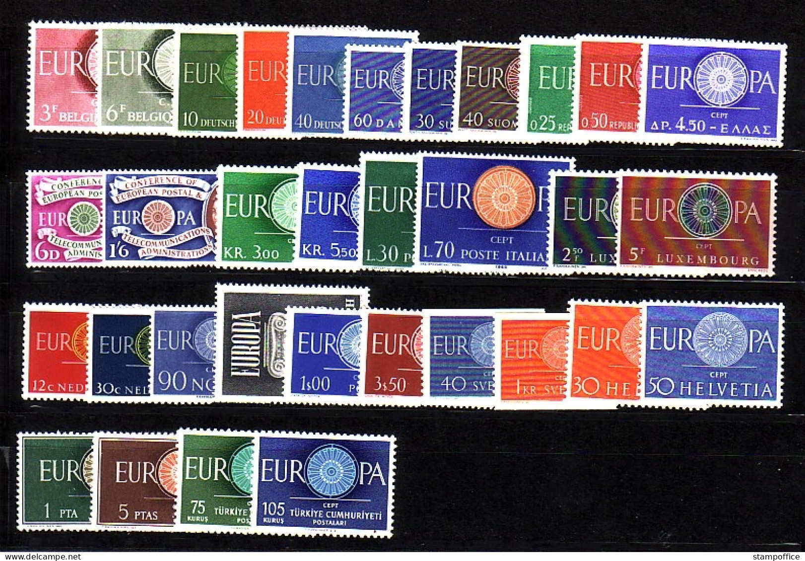 EUROPA CEPT JAHRGANG 1960 POSTFRISCH(MINT) 33 WERTE OHNE IRLAND UND LIECHTENSTEIN - 1960