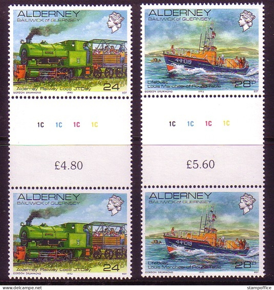 ALDERNEY MI-NR. 59-60 POSTFRISCH(MINT) ZWISCHENSTEGPAARSATZ EISENBAHN SEENOTRETTUNGSKREUZER - Alderney