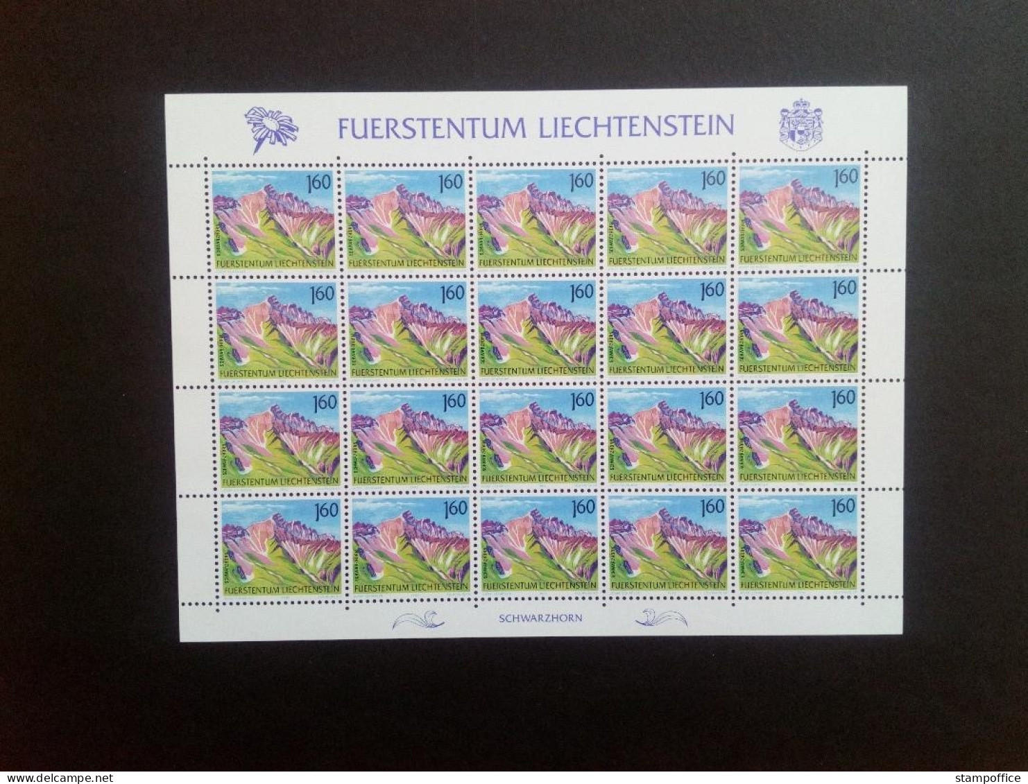 LIECHTENSTEIN MI-NR. 1038 POSTFRISCH(MINT) KLEINBOGEN BERGE 1992 - MOUNTAIN - Blocs & Feuillets