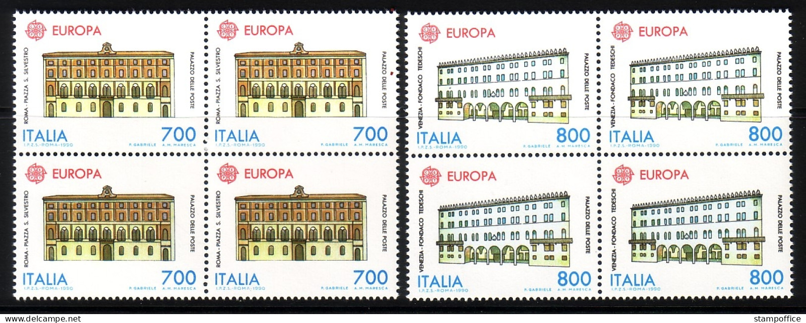 ITALIEN MI-NR. 2150-2151 POSTFRISCH(MINT) 4er BLOCK EUROPA 1990 POSTALISCHE EINRICHTUNGEN - 1990