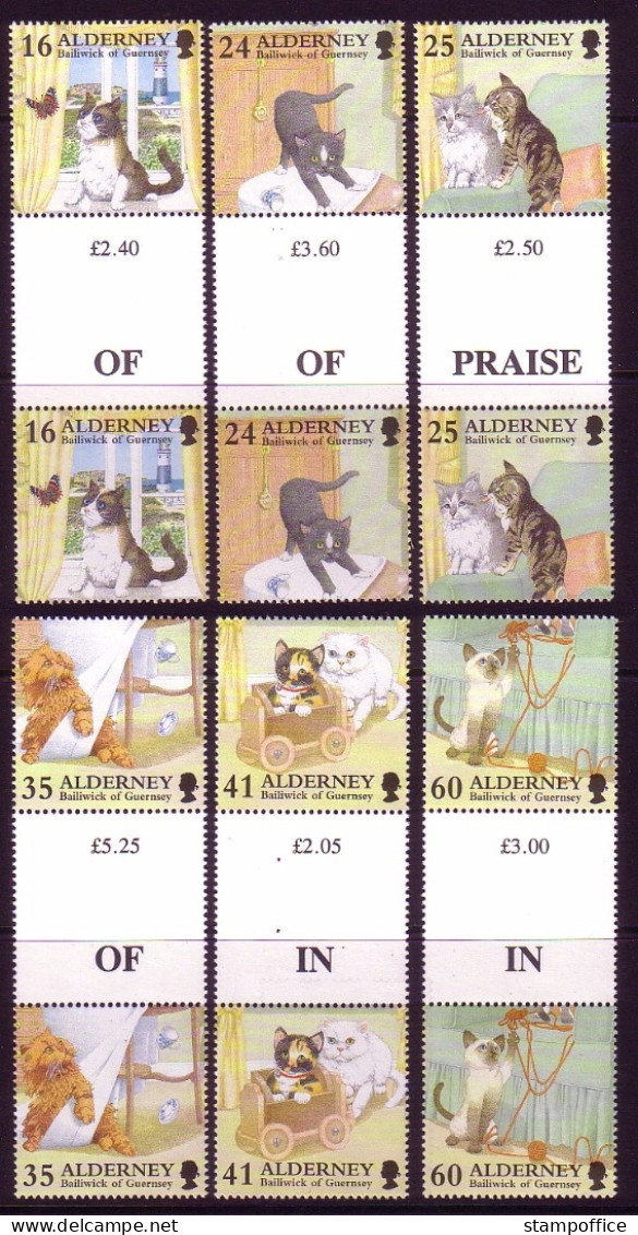 ALDERNEY MI.NR. 94-99 POSTFRISCH(MINT) ZWISCHENSTEGPAARSATZ KATZEN 1996 - Alderney