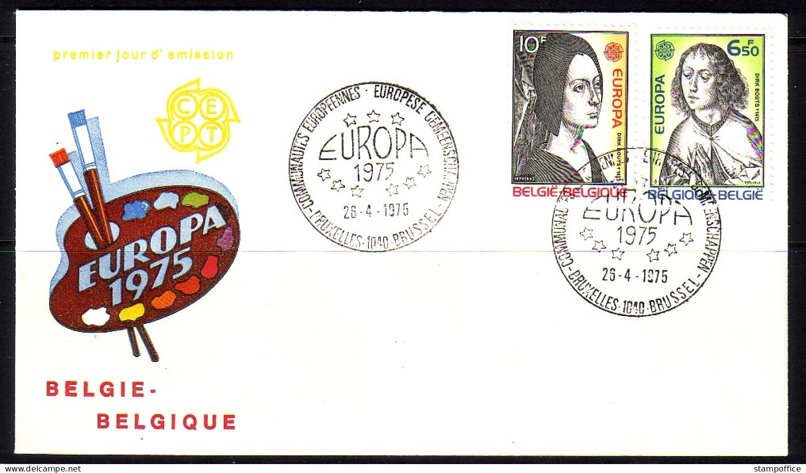 BELGIEN MI-NR. 1818-1819 FDC CEPT 1975 GEMÄLDE VON DIRK BOUTS STEMPEL BRÜSSEL - 1975