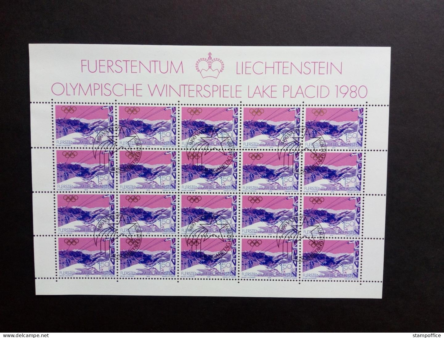 LIECHTENSTEIN MI-NR. 735-737 GESTEMPELT(USED) KLEINBOGENSATZ WINTEROLYMPIADE LAKE PLACID 1980 - Blocs & Feuillets