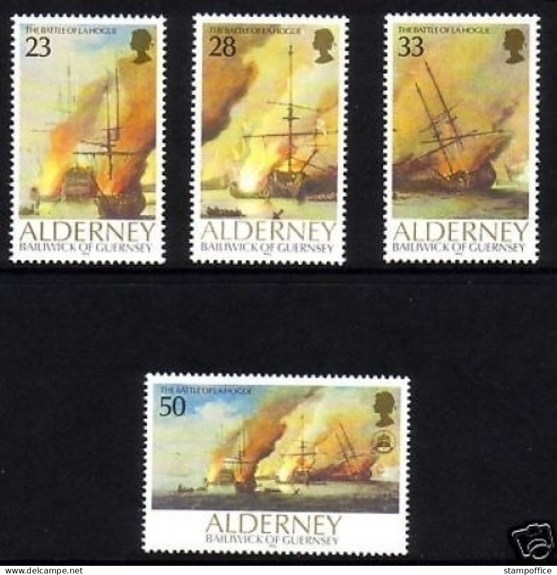 ALDERNEY 10 X MI-NR. 55-58 POSTFRISCH SEESCHLACHT Von LA HOGUE - SCHIFFE - Alderney