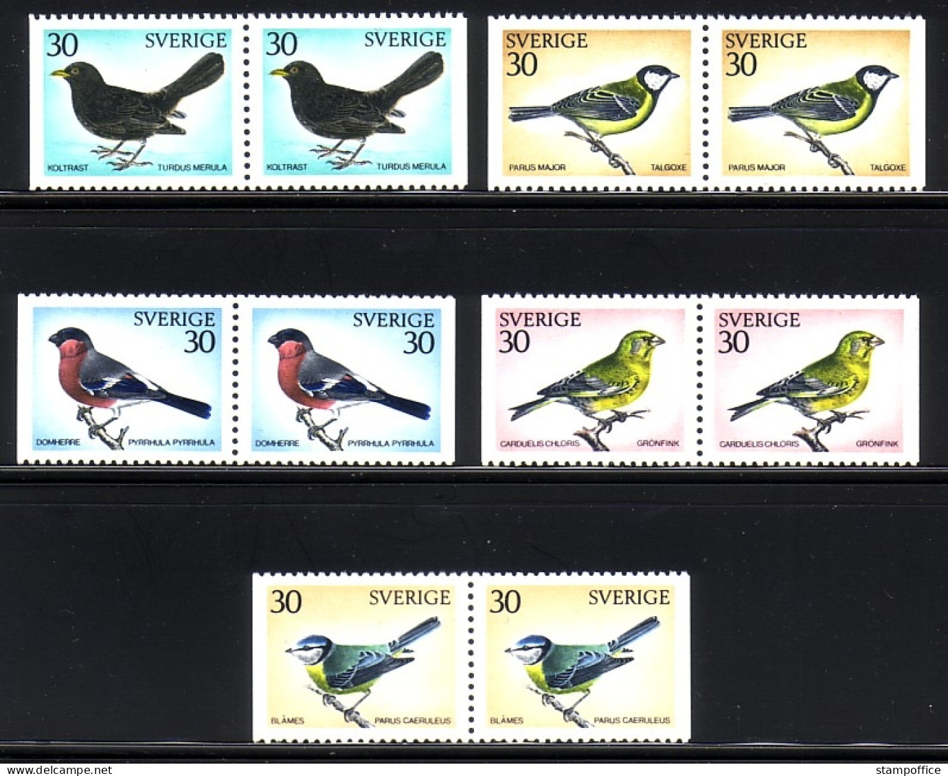 SCHWEDEN MI-NR. 692-696 POSTFRISCH(MINT) PÄRCHEN ÜBERWINTERNDE VÖGEL AMSEL MEISE DOMPFAFF - 1951-80