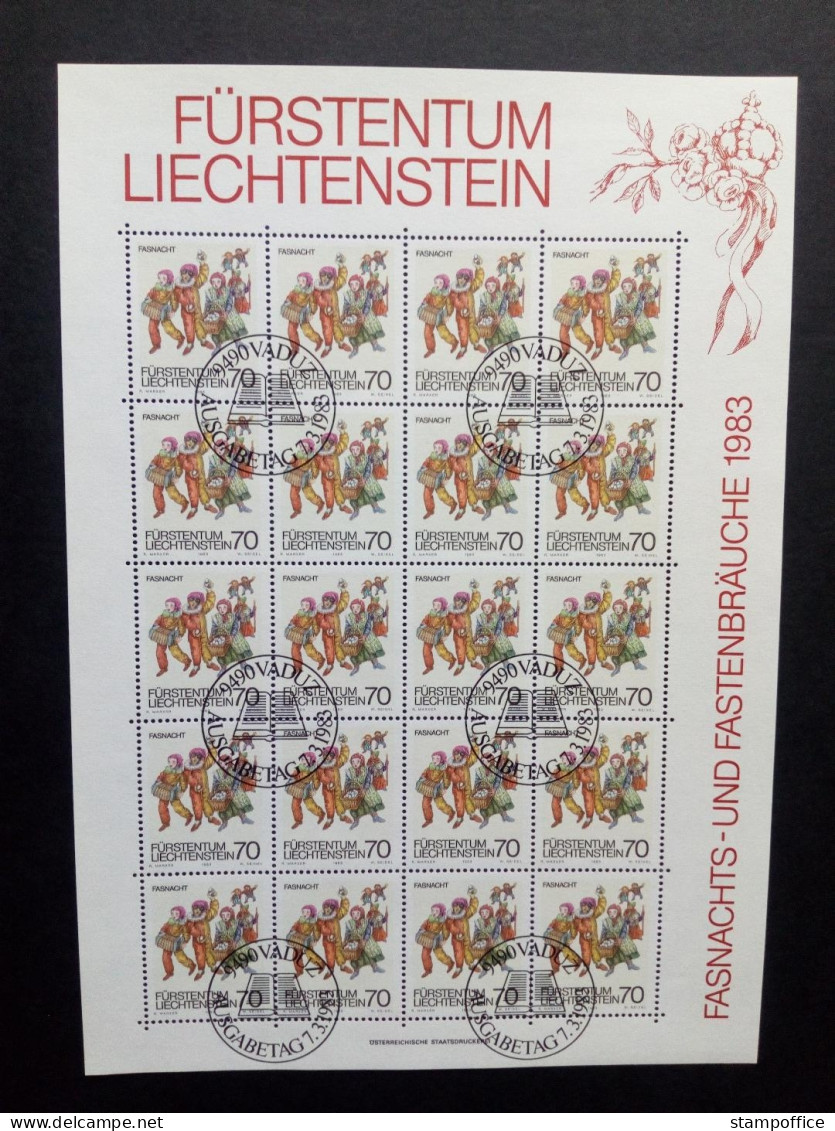 LIECHTENSTEIN MI-NR. 818-820 GESTEMPELT(USED) KLEINBOGENSATZ FASTNACHTSBRÄUCHE 1983 - Blocs & Feuillets