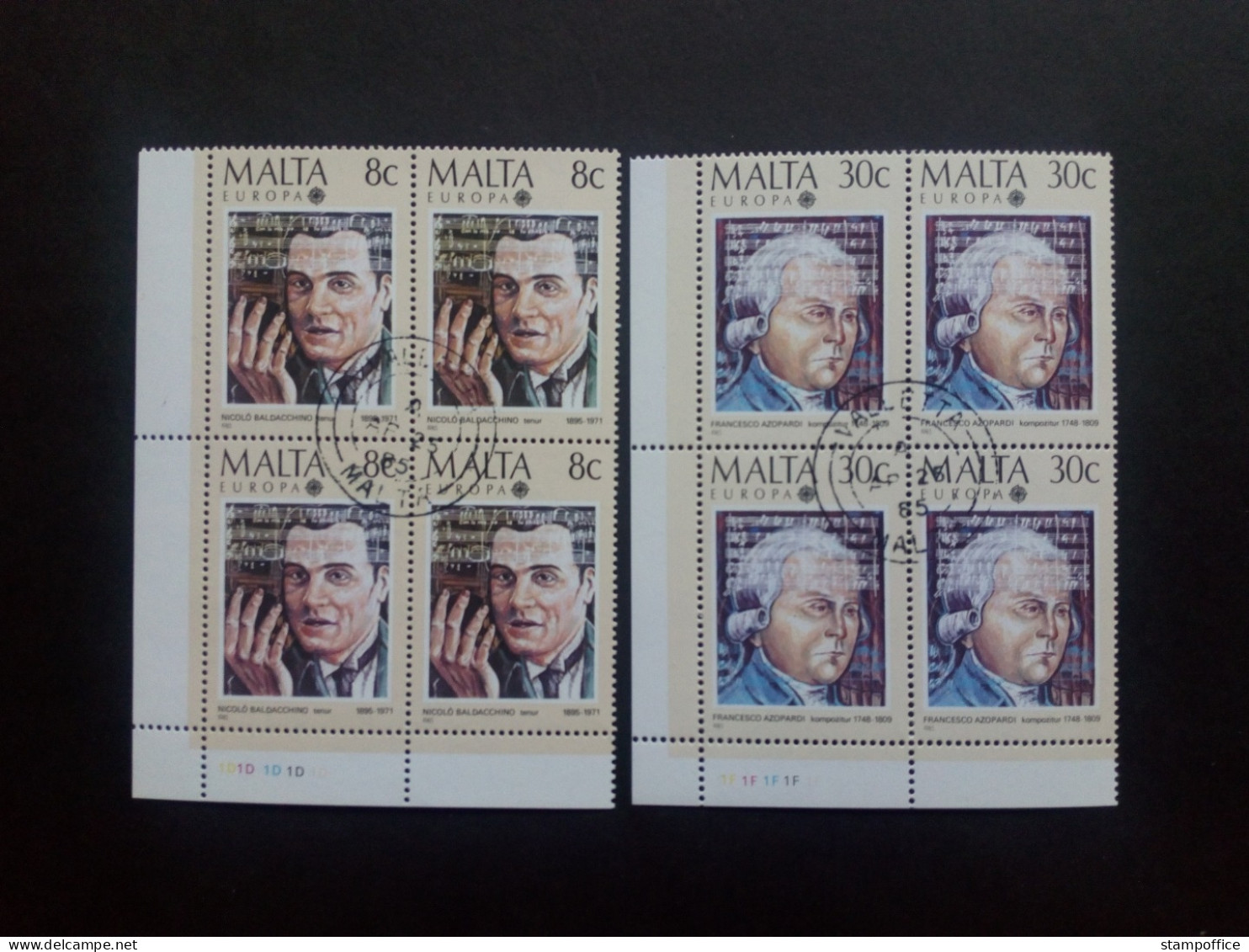 MALTA MI-NR. 726-727 GESTEMPELT(USED) 4er BLOCK EUROPA 1985 JAHR DER MUSIK - 1985