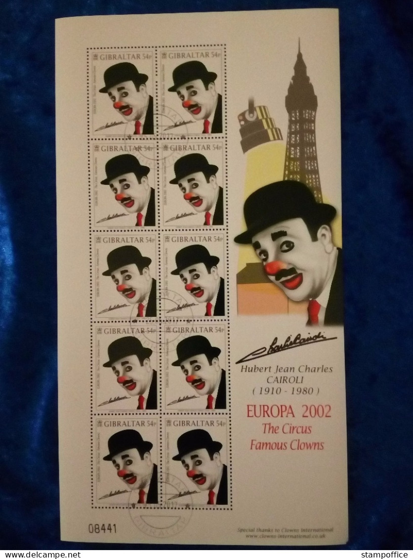 GIBRALTAR MI-NR. 1002-1005 GESTEMPELT(USED) KLEINBOGENSATZ EUROPA 2002 ZIRKUS CLOWNS - 2002