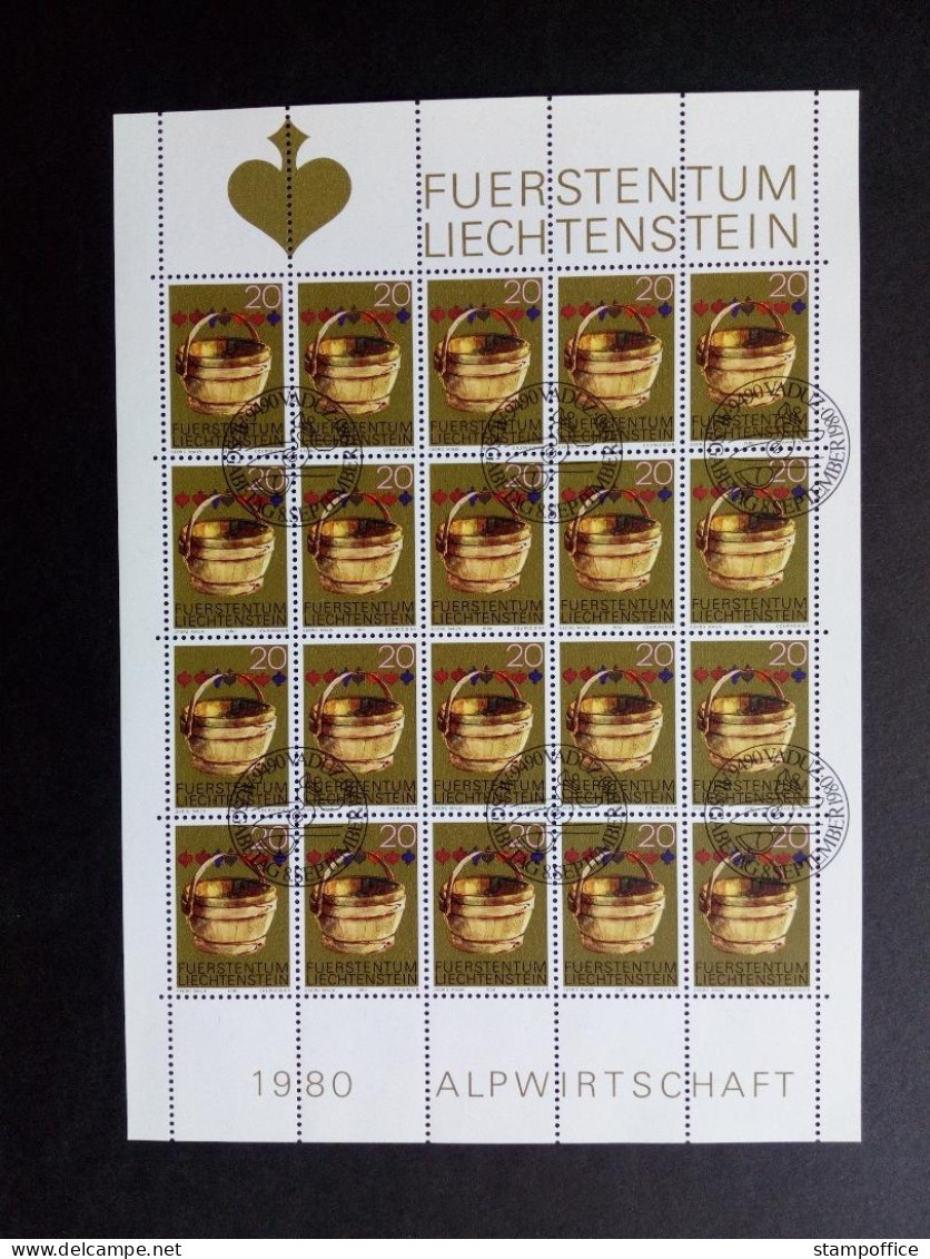 LIECHTENSTEIN MI-NR. 747-749 GESTEMPELT(USED) KLEINBOGENSATZ ALPWIRTSCHAFTSGERÄTE 1980 - Blocs & Feuillets