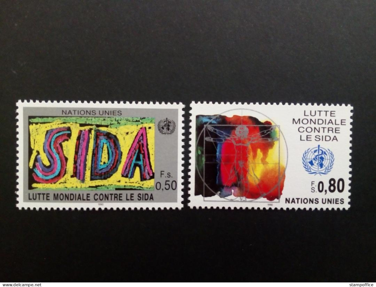 UNO GENF MI-NR. 184-185 POSTFRISCH WELTWEITE AIDS BEKÄMPFUNG 1990 - Unused Stamps