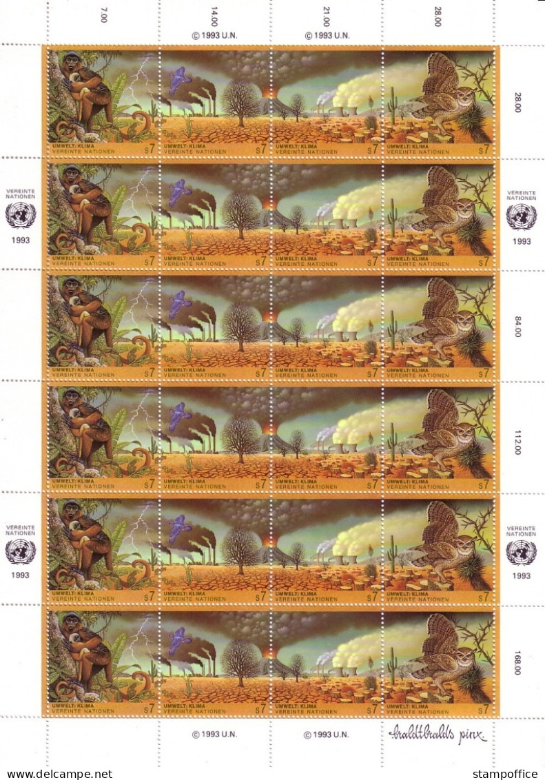 UNO WIEN MI-NR. 156-159 POSTFRISCH(MINT) KLEINBOGEN KLIMAVERÄNDERUNG 1993 EULE AFFE VÖGEL - Blocs-feuillets