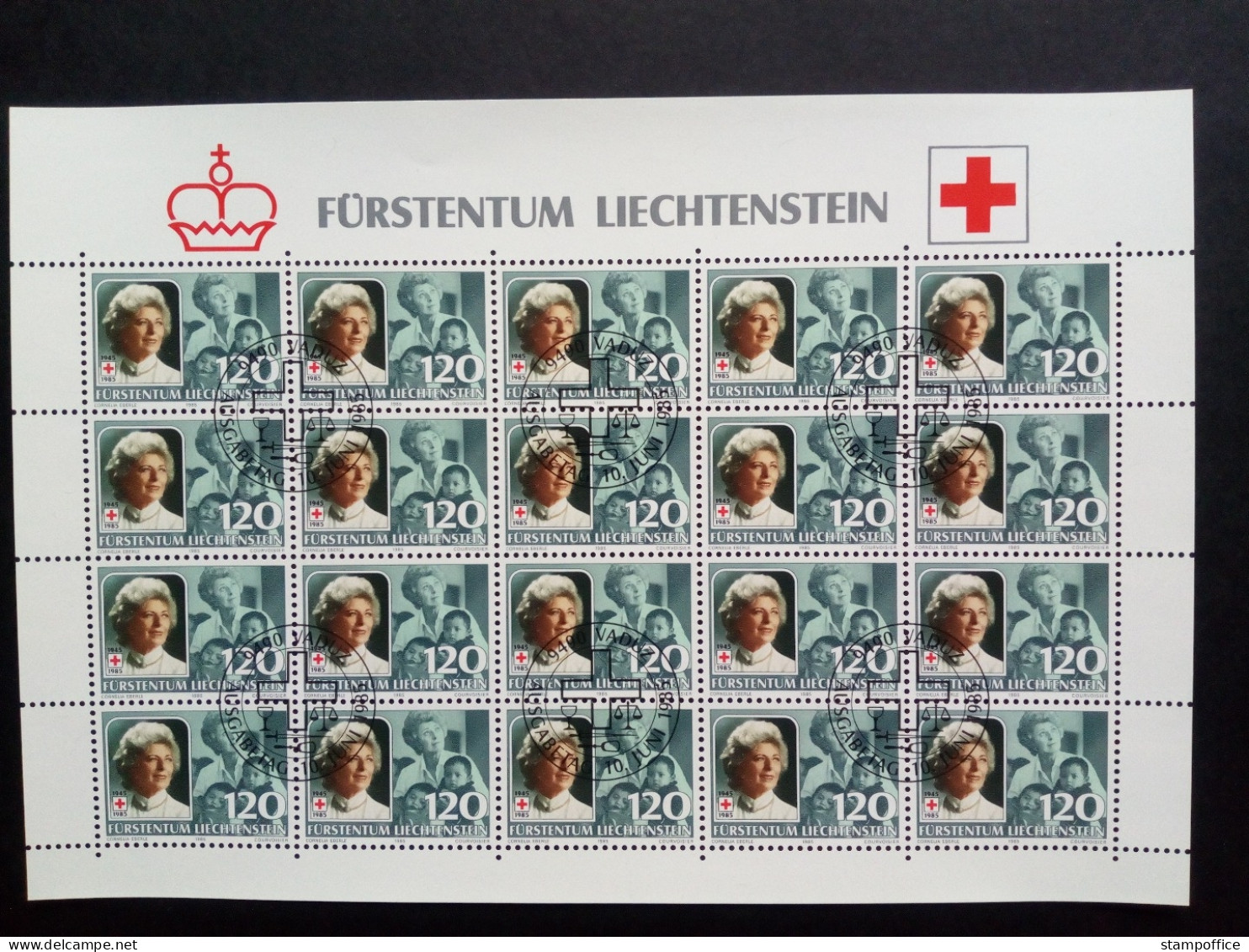 LIECHTENSTEIN MI-NR. 875-877 GESTEMPELT(USED) KLEINBOGENSATZ FÜRSTIN GINA ROTES KREUZ 1985 - Blocs & Feuillets