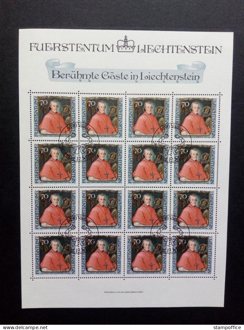 LIECHTENSTEIN MI-NR. 839-842 GESTEMPELT(USED) KLEINBOGENSATZ GEMÄLDE 1984 BERÜHMTE GÄSTE ZUCKMEYER - Blocs & Feuillets