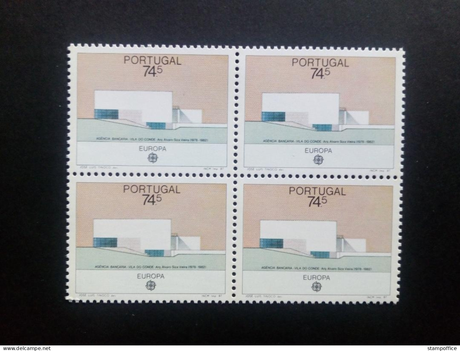 PORTUGAL MI-NR. 1722 POSTFRISCH(MINT) 4er BLOCK EUROPA 1987 - MODERNE ARCHITEKTUR BANKGEBÄUDE - 1987